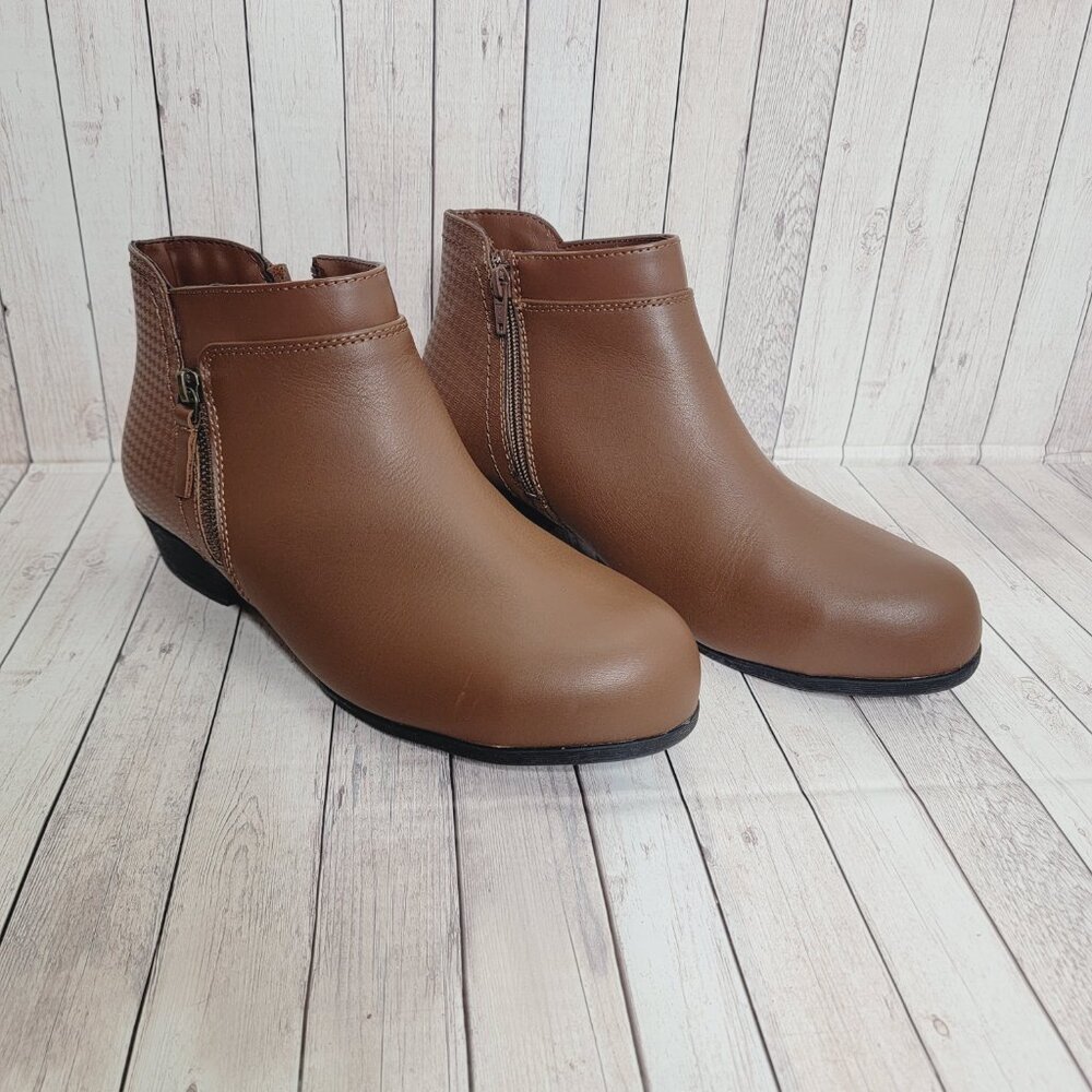 Rockport Works RK752 Carly Work Safety Toe Bootie Women Brown Size 10